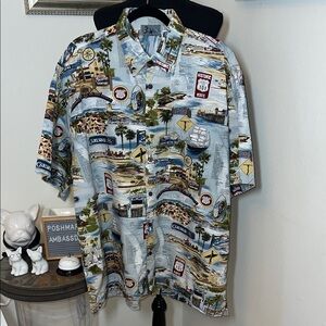 High Seas Historic Southern California  Graphic Button Down Shirt Sz. 3X